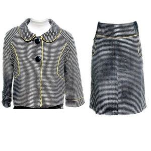 ModCloth Skirt Suit Black and White Jacket Size Small Skirt Size Large